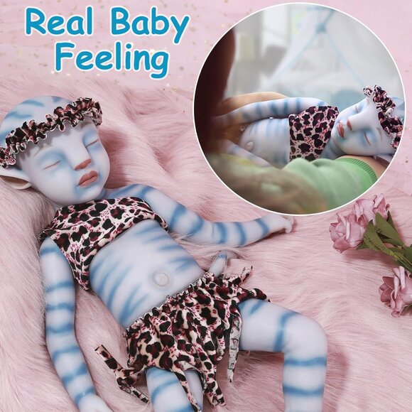 🆕 20inch Full Silicon Sleeping Avatar Alien Reborn Lifelike Baby Doll Girl - Picture 3 of 6